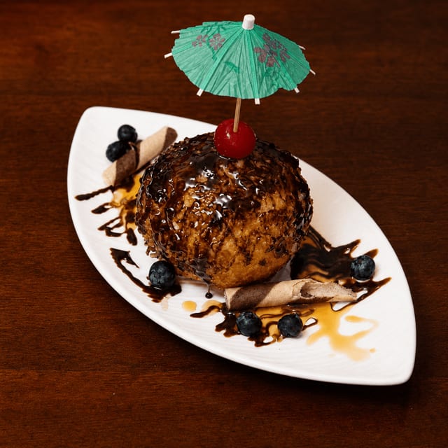 Coconut Crumbled Fried Ice Cream.